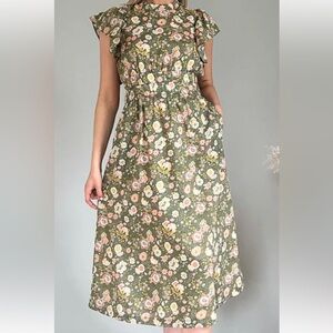 Floral Green Midi Dress